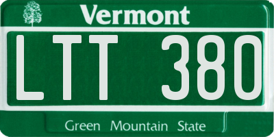 VT license plate LTT380