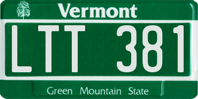 VT license plate LTT381