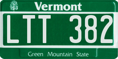 VT license plate LTT382