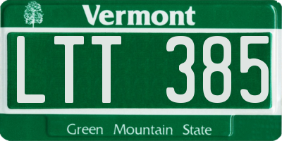 VT license plate LTT385
