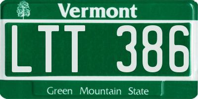 VT license plate LTT386