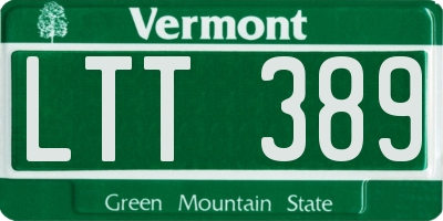VT license plate LTT389
