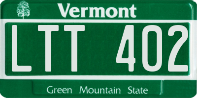 VT license plate LTT402