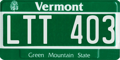 VT license plate LTT403