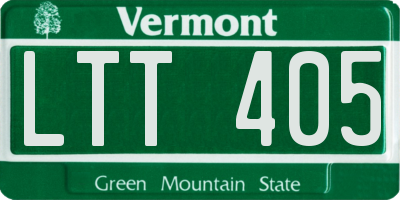 VT license plate LTT405