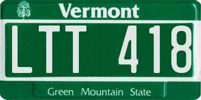 VT license plate LTT418