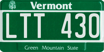 VT license plate LTT430