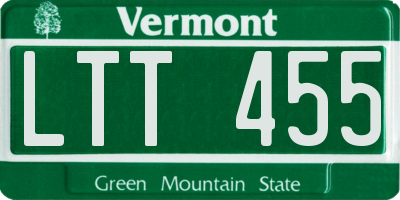 VT license plate LTT455