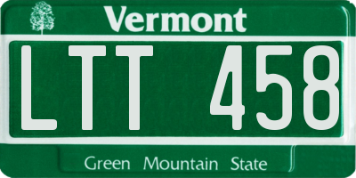 VT license plate LTT458