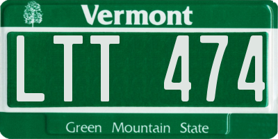 VT license plate LTT474