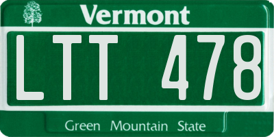 VT license plate LTT478