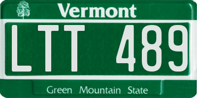VT license plate LTT489