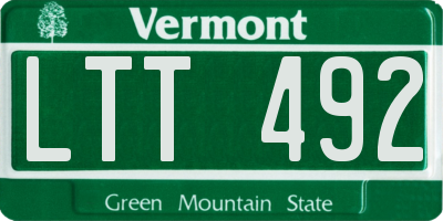 VT license plate LTT492