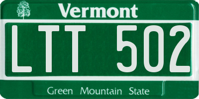VT license plate LTT502