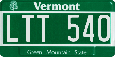 VT license plate LTT540