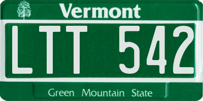 VT license plate LTT542