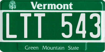 VT license plate LTT543