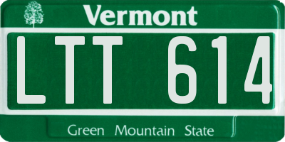 VT license plate LTT614
