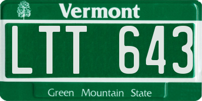 VT license plate LTT643
