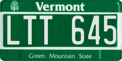 VT license plate LTT645