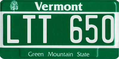 VT license plate LTT650