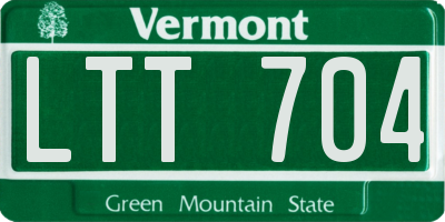VT license plate LTT704