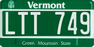 VT license plate LTT749