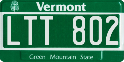 VT license plate LTT802