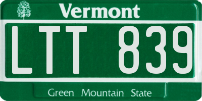 VT license plate LTT839