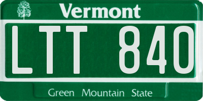 VT license plate LTT840