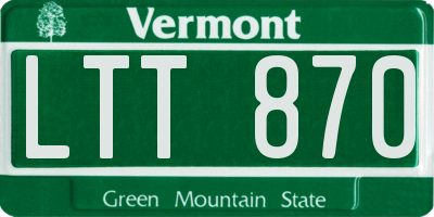 VT license plate LTT870