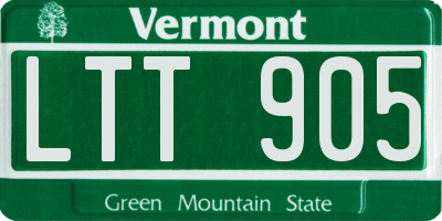 VT license plate LTT905