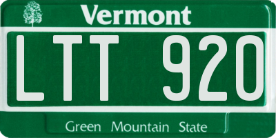 VT license plate LTT920