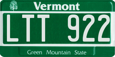 VT license plate LTT922