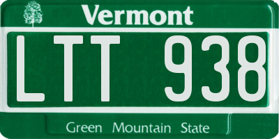 VT license plate LTT938