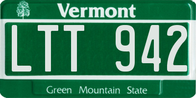 VT license plate LTT942