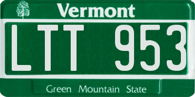 VT license plate LTT953