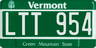 VT license plate LTT954