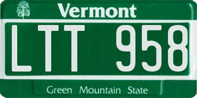 VT license plate LTT958