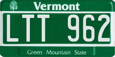 VT license plate LTT962