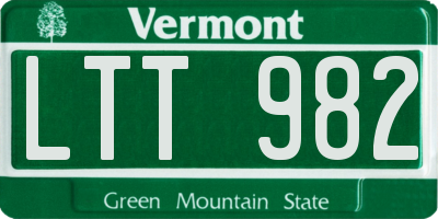VT license plate LTT982