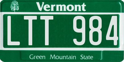 VT license plate LTT984