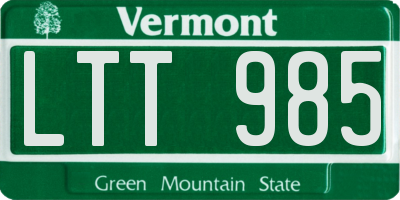 VT license plate LTT985