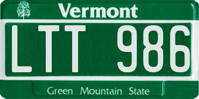 VT license plate LTT986