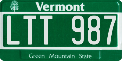 VT license plate LTT987