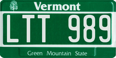 VT license plate LTT989
