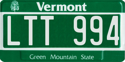 VT license plate LTT994