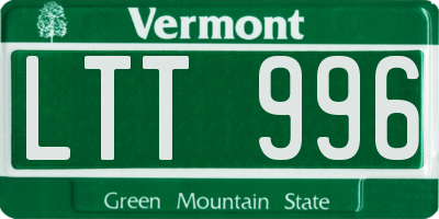 VT license plate LTT996