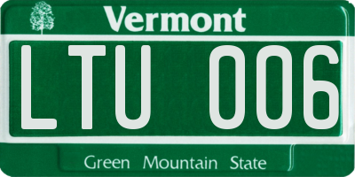 VT license plate LTU006