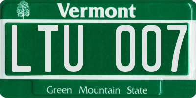 VT license plate LTU007